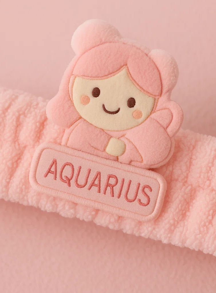 Aquarius Zodiac Baby Headband – Plush Cartoon Horoscope Water Bearer